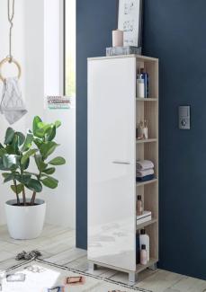 Hochschrank "Svenja" Badezimmerschrank 38 cm weiß Eiche