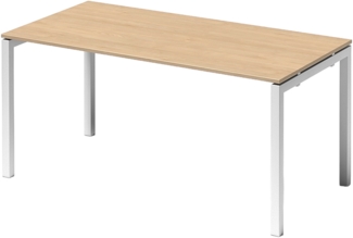 Bisley Cito Schreibtisch 160x80 cm, Tischplatte in Ahorn, U-Gestell in Weiß - Bürotisch & Computertisch, PC Tisch für's Büro, Arbeitshöhe: 74 cm, DUF1608-MP-396