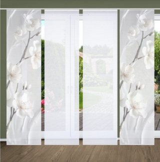 HOME in green Schiebegardine LAIRA Schiebegardine recyceltes Polyester, 245x60 cm, Blumendruck, (4 St), Polyester (recycelt) Polyester