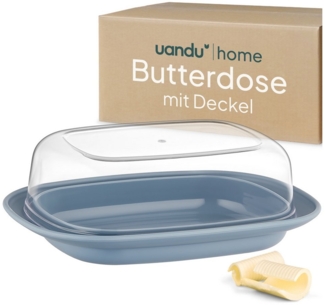 uandu home Butterdose mit Deckel Kunststoff, Butterbehälter, Butter dish, Butterdosen, (Butterschale mit Deckel, Butterdose spülmaschinenfest, Butterbox, Butter Box Dose)