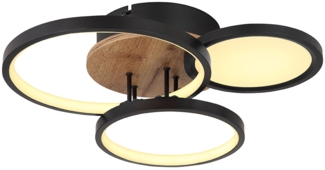 LED Deckenleuchte, Ring-Design, Holzoptik, schwarz, L 40 cm