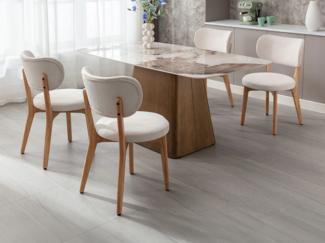 Vente-unique - Stuhl 6er-Set - Cord & Kautschukholz - Weiß - TORIEL