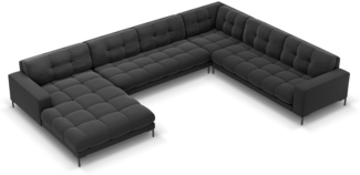 Micadoni Wohnlandschaft Mamaia 7-Sitzer Samtstoff Dunkelgrau Metall schwarz Rechts