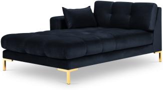 Micadoni Samtstoff Recamiere Links Mamaia | Bezug Dark Blue | Beinfarbe Gold Metal