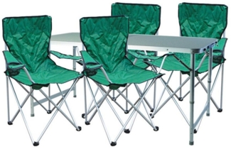 5-teiliges Campingmöbel Set Grün 4x Stuhl inkl. Tasche + 1x XXL Tisch