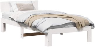 vidaXL Bettrahmen mit Kopfteil Weiß 75 x 190 cm Massives Kiefernholz 872678