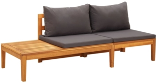 vidaXL Gartenbank mit Tisch & Dunkelgrauen Kissen Massivholz Akazie 316319