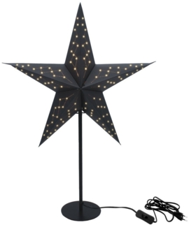 Spetebo LED Stern aus Papier schwarz für E14 Glühbirnen Ø 45 cm, mit Standfuß, LED wechselbar, warm weiß, mit Kippschalter am Stromkabel