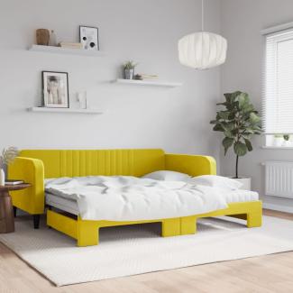 vidaXL Tagesbett Ausziehbar mit Matratzen Gelb 100x200 cm Samt 3197099