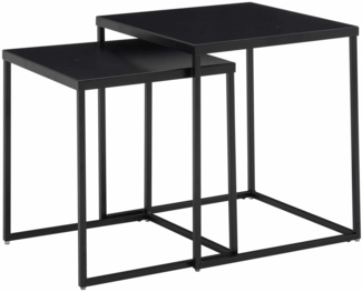 Wohnzimmertisch 2er Set Metall Beistelltisch Eckig Schwarz
