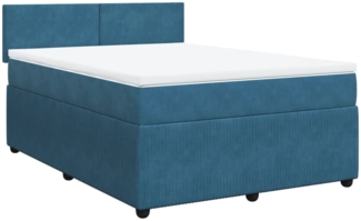 vidaXL Boxspringbett mit Matratze Blau 140x190 cm Samt 3287732