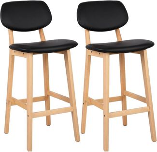 Barstuhl 2er-Set, gepolsterte aus Kunstleder schwarz