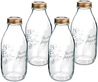 Emilja Vorratsglas Glas Flaschen Quattro Stagioni 1L - 4 Stück