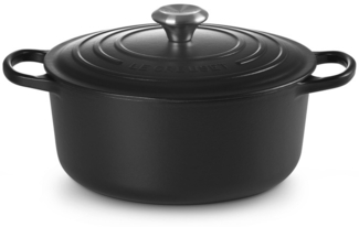 Le Creuset Signature Gusseisen-Bräter mit Deckel, Für alle Herdarten und Induktion geeignet, Rund, Schwarz, 26,0 cm, 5.3