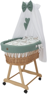 Stubenwagen mit Rollen Komplett Set Reh, Waffel khaki, natur