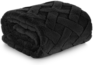 Wohndecke CARO Design91 Karierte Kuscheldecke ideales Geschenk Weiche warme Decke 170x210 cm schwarz