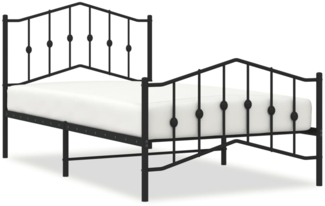 vidaXL Bettgestell mit Kopf- und Fußteil Metall Schwarz 100x190 cm 373801
