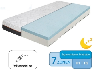 Kaltschaummatratze Schaumstoffmatratze, 7 Zonen Komfortschaummatratze mit Memory-Foam, DOPWii, 20 cm hoch, H2,H3,Atmungsaktiv,Wendematratze,20 cm hoch,90x200 cm,Ergonomisch