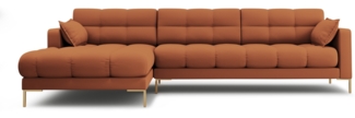 Micadoni Ecksofa Mamaia 5-Sitzer Links Strukturierter Stoff Ziegel Metall Gold
