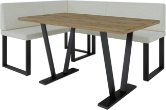 AN-MOEBEL4U Eckbankgruppe Alina Metall mit Tisch, Moderne Sitzecke perfekt für Ihr Esszimmer, Küche (128x168/142x196)