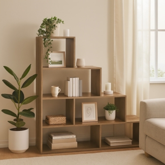 HTI-Living Bücherregal 114 x 114 x 30 cm vielseitig einsetzba Stufenregal in.