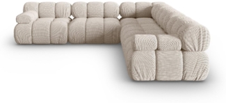 Micadoni Symmetrisches Ecksofa Bellis 5-Sitzer 3D-Stoff Helles Beige