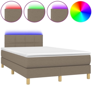 vidaXL Polsterbett mit Matratze & LED Taupe 120x200 cm Stoff