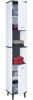 VCM Badmöbel Hochschrank Landos 917526 Weiß / Anthrazit H. 181 x B. 32 x T. 28 cm