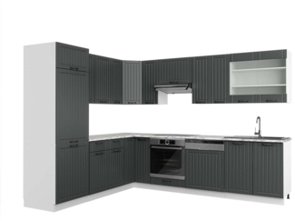 Vicco Eckküche Anthrazit Landhaus/Weiß 227x287 cm , AP Marmor, Fame-Line