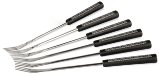 Stöckli Käsefonduegabeln, mit Alpaufzugdekor 6 Stk. schwarz, 26 cm