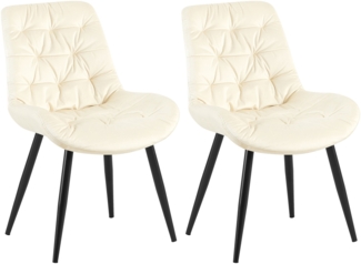 CLP 2er Set Esszimmerstuhl Rossford Samt I Stuhl mit Lehne,creme