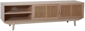 TV-Lowboard 150 x 36cm MDF Paulownia-Holzfurnier und Rattanfront