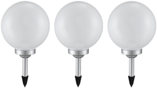 3er Set LED Solarleuchte, Kugel weiß, DM 20 cm, H 62 cm
