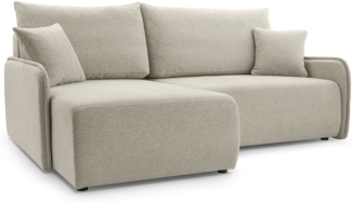 Selsey 'Netarro' Ecksofa mit Schlaffunktion, Bettkasten und Chenille-Bezug, beige, links