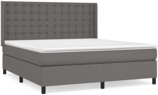 vidaXL Boxspringbett mit Matratze Grau 160x200 cm Kunstleder 3132511