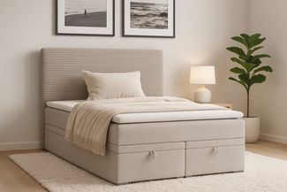 Deine Möbel 24 Boxspringbett DARO Boxbett Polsterbett Komplettbett Bett mit einer Matratze H4 (Taschenfederkernmatratzen 7 Zonen H4 Grau Hellgrau Schwarz Anthrazit Beige Samt Velour, 2-St, Taschen-federkernmatratze 7 Zonen H4 PREMIUM Bett), inkl Topper...