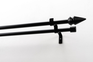 GARESA Gardinenstange SPYRNA mit offenem Träger, Ø 16 mm, 2-läufig, Wunschmaßlänge, mit Bohren, verschraubt, Holzwerkstoff, Metall, Vorhanggarnitur, verlängerbar, Spitze, ohne Ringe