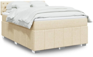 vidaXL Boxspringbett mit Matratze Creme 140x190 cm Stoff 3287075