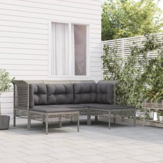 vidaXL 5-tlg. Garten-Lounge-Set mit Kissen Grau Poly Rattan 319664