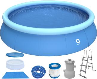 Avenli Prompt Set Pool Komplettset 450 x 90 cm mit Filterpumpe, Leiter, Bodenschutz und Abdeckung, blau