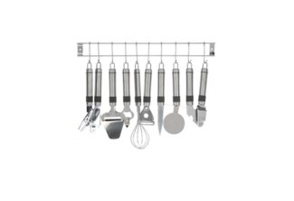 Neuetischkultur Kochbesteck-Set Küchenhelferset 9-teilig (Set, 9-tlg, 1 Küchenhelferset), Schneebesen Pizzaroller Dosenöffner Knoblauchpresse