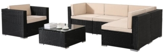 Arebos Sitzgruppe Polyrattan Gartenmöbel Gartenset Lounge Garnitur Set, (6-tlg, Set)