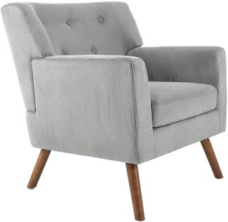 CLP Sessel Kioni mit Cordbezug und Gestell aus Kautschukholz bis 150 kg belastbar,grau