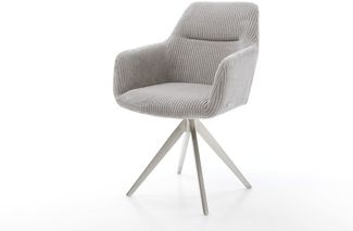 Esszimmerstuhl Pejo-Flex Cord Silbergrau Kreuzgestell kantig Edelstahl Taschenfederkern