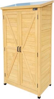 AXI Hugo Gartenschrank aus Holz in Braun Geräteschrank / Geräteschuppen für den Garten mit 3 festen Ablagen | Beige | Holz | 85 cm