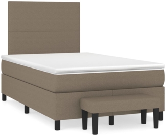 vidaXL Boxspringbett mit Matratze Taupe 120x200 cm Stoff 3136425
