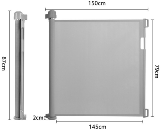 FIVMEN Treppenschutzgitter PVC Türschutzgitter Ausziehbar 0-300 cm, Weiß/Grau/Schwarz für Babys und Haustiere
