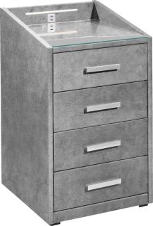 Stella Trading KALLISTO Nachttisch Boxspringbett, Grau - Funktionaler Nachtschrank mit USB-Anschluss und LED-Beleuchtung - 47 x 76 x 46 cm (B/H/T)