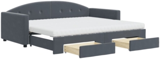 vidaXL Tagesbett Ausziehbar mit Schubladen Dunkelgrau 90x200 cm Samt 3197374