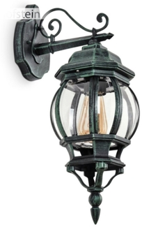 hofstein Außen-Wandleuchte »Meyen« Wandlampe abwärts aus Metall/Glas in Schwarz/Grün/Klar, ohne Leuchtmittel, Wandleuchte mit E27, Außenleuchte, IP44